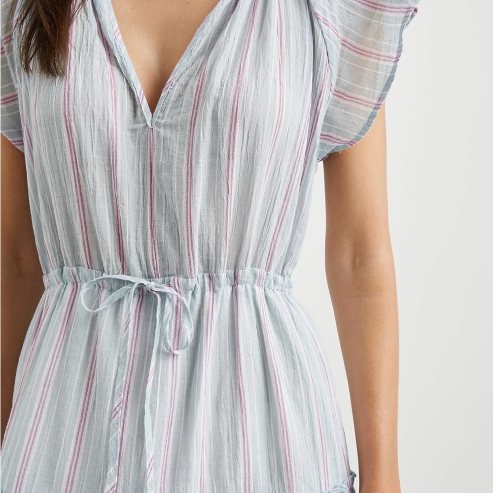 Rails Juni Placid Stripe Midi Dress Tiered Cotton Blue Pink Small - Picture 2 of 16